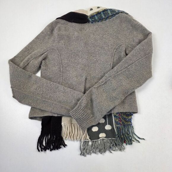 Anthropolgie Charlie & Robin Cardigan Sweater Patchwork Print Polka Dot Fringe S - Picture 10 of 11